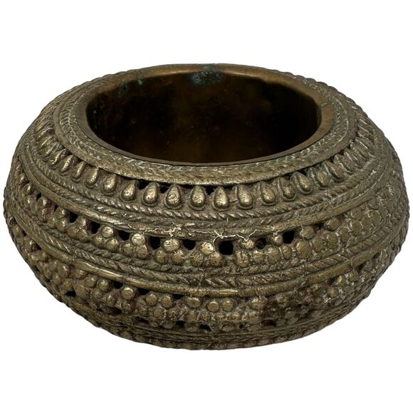 Antique 1900s North African Traditional Metal Crafted Bowl Tray Dish Hand Made - Picture 3 of 11